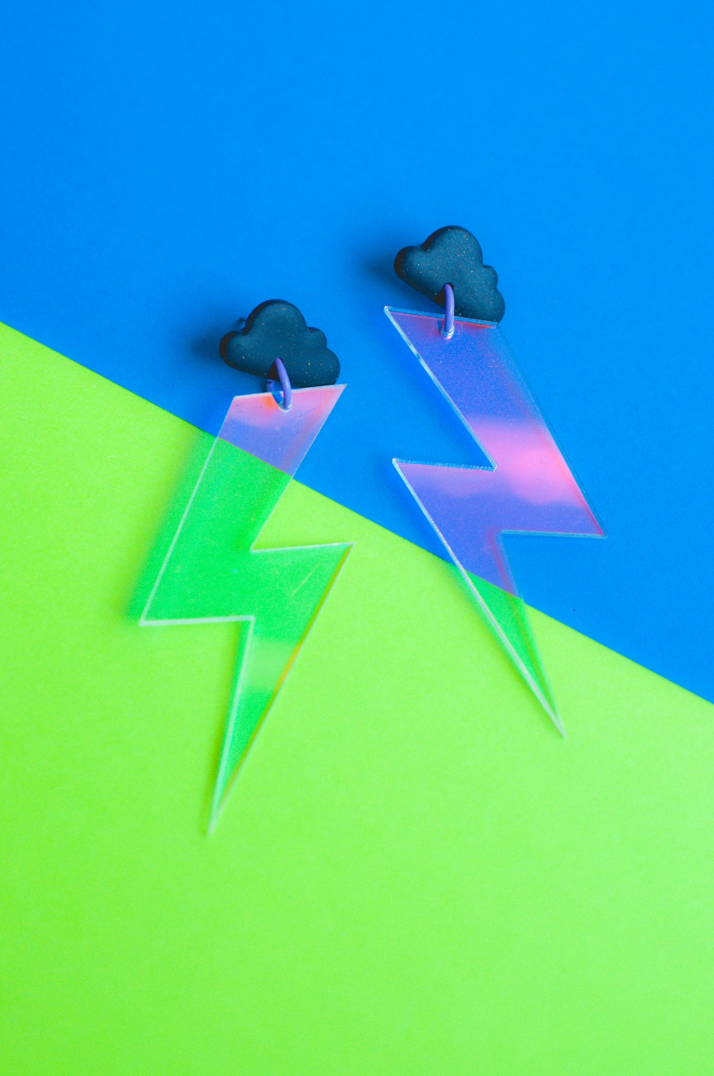 Holographic Lightning Bolts Storm Clouds