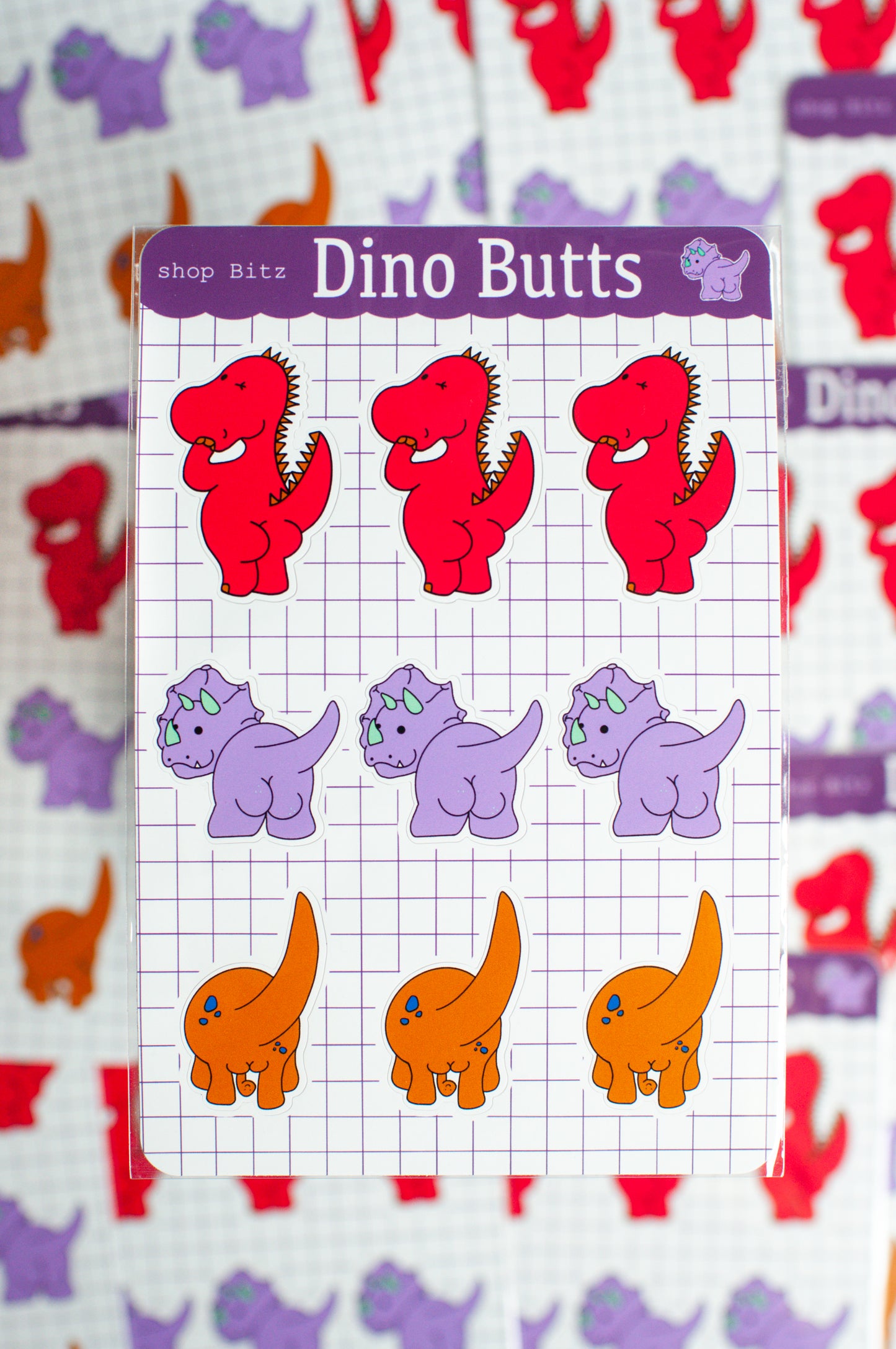 Dino Butt Sticker Sheet