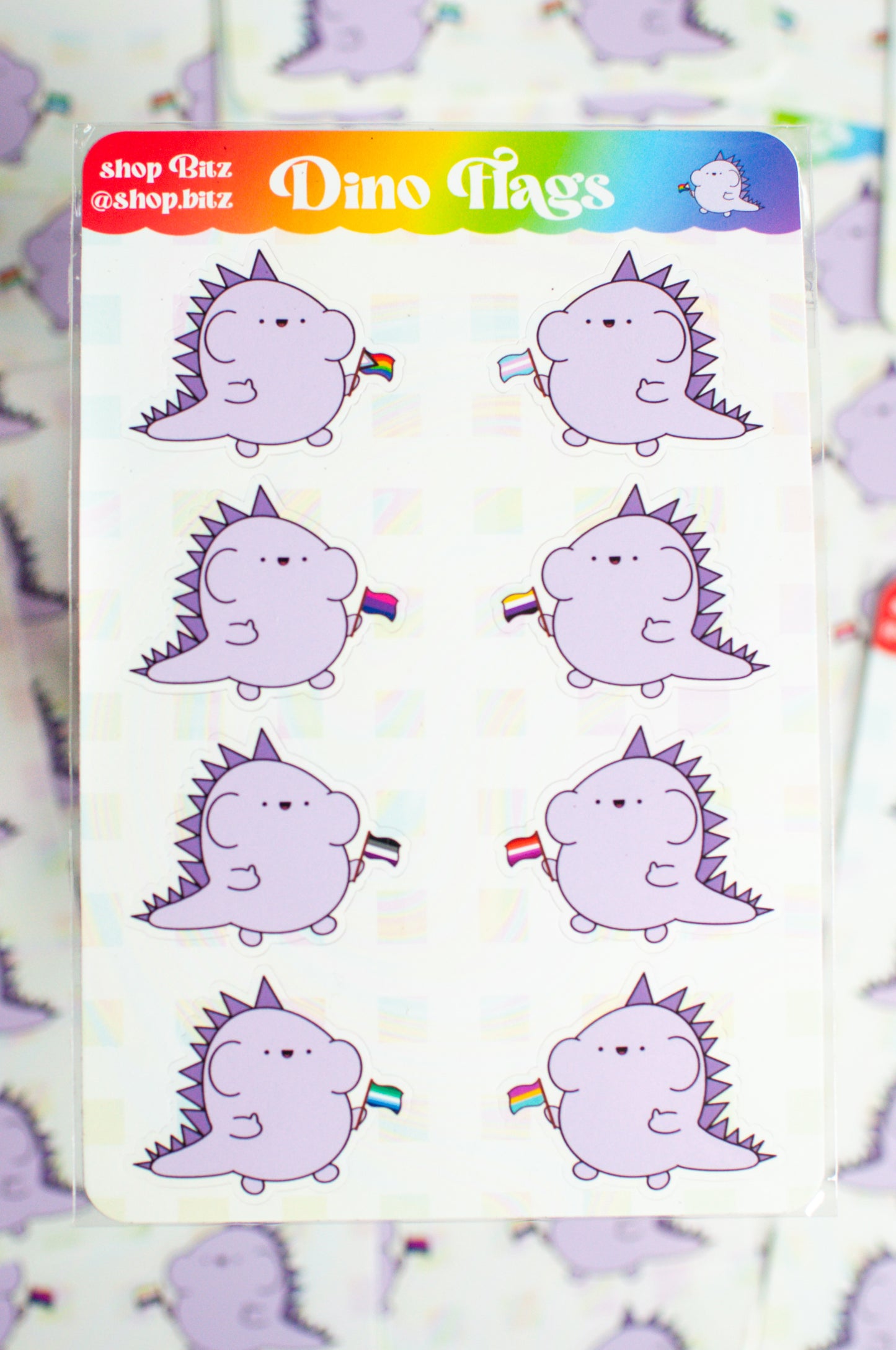 Dino Flags Sticker Sheet