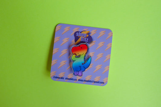 Rainbow Dino Butt Acrylic Pin