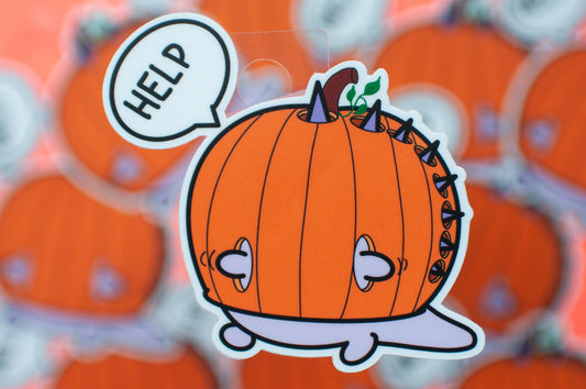 Dino Stuck in a Pumpkin