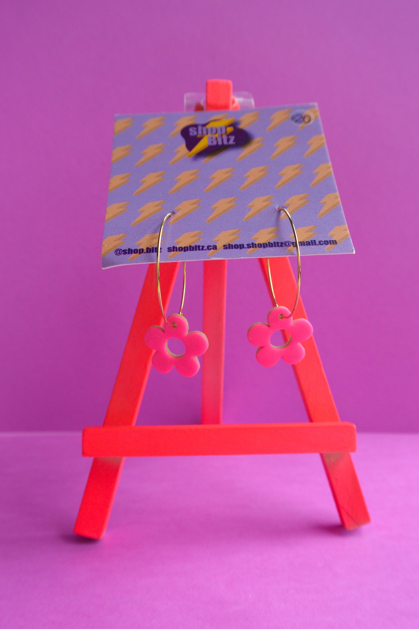 Pink Reversible Flower Hoops