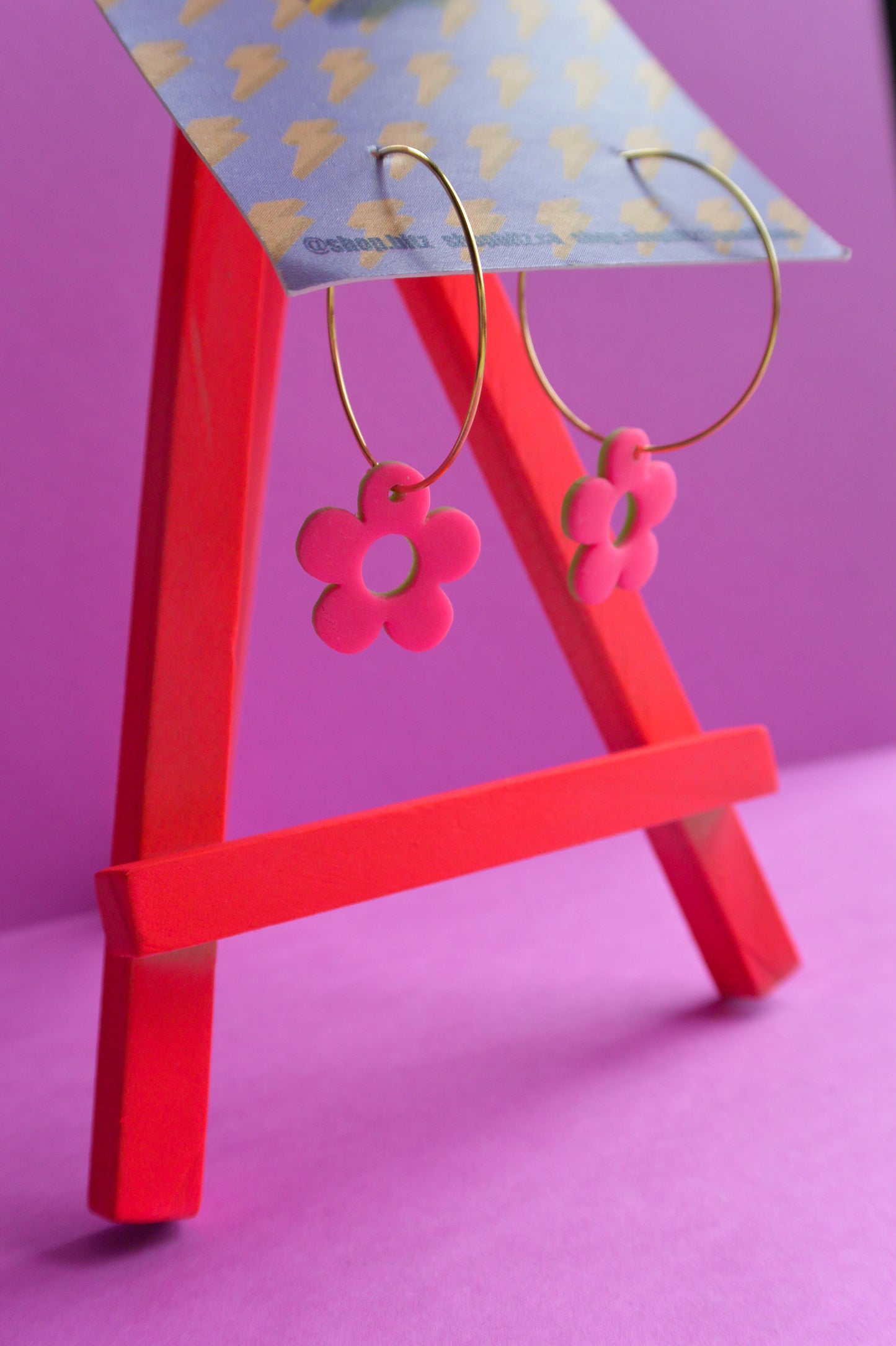 Pink Reversible Flower Hoops