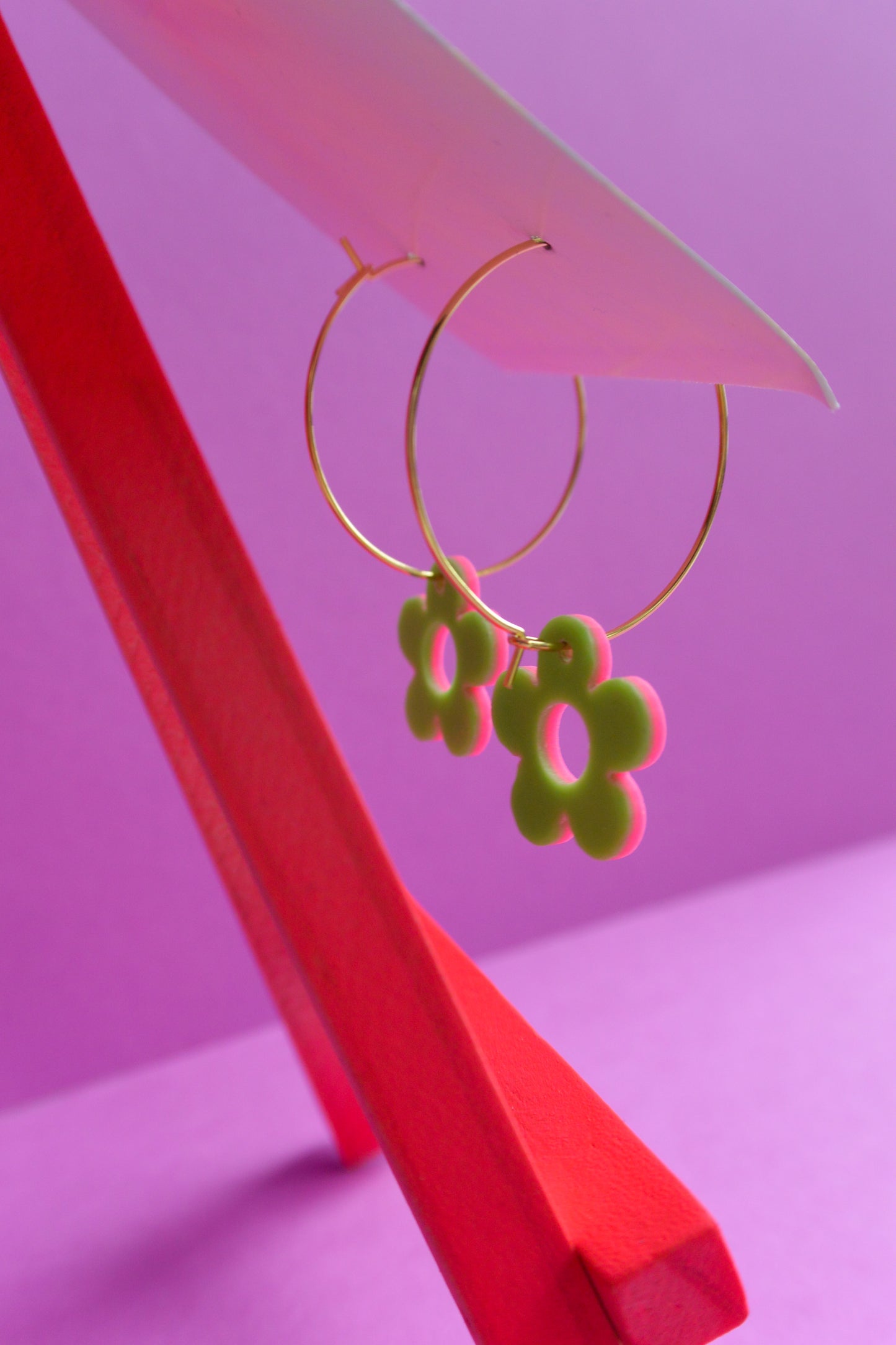 Pink Reversible Flower Hoops