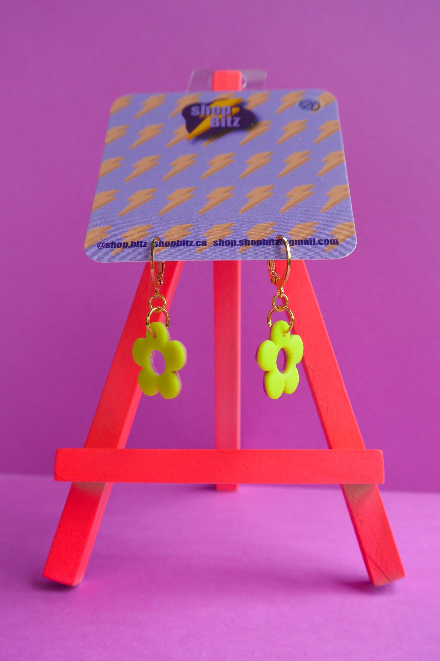 Yellow Reversible Flower Dangles