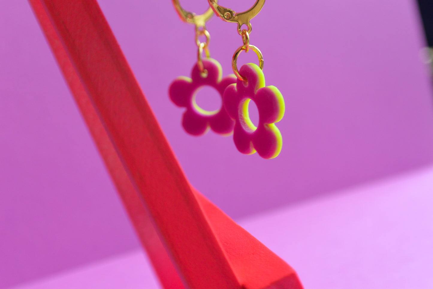 Yellow Reversible Flower Dangles