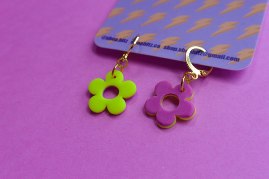 Yellow Reversible Flower Dangles