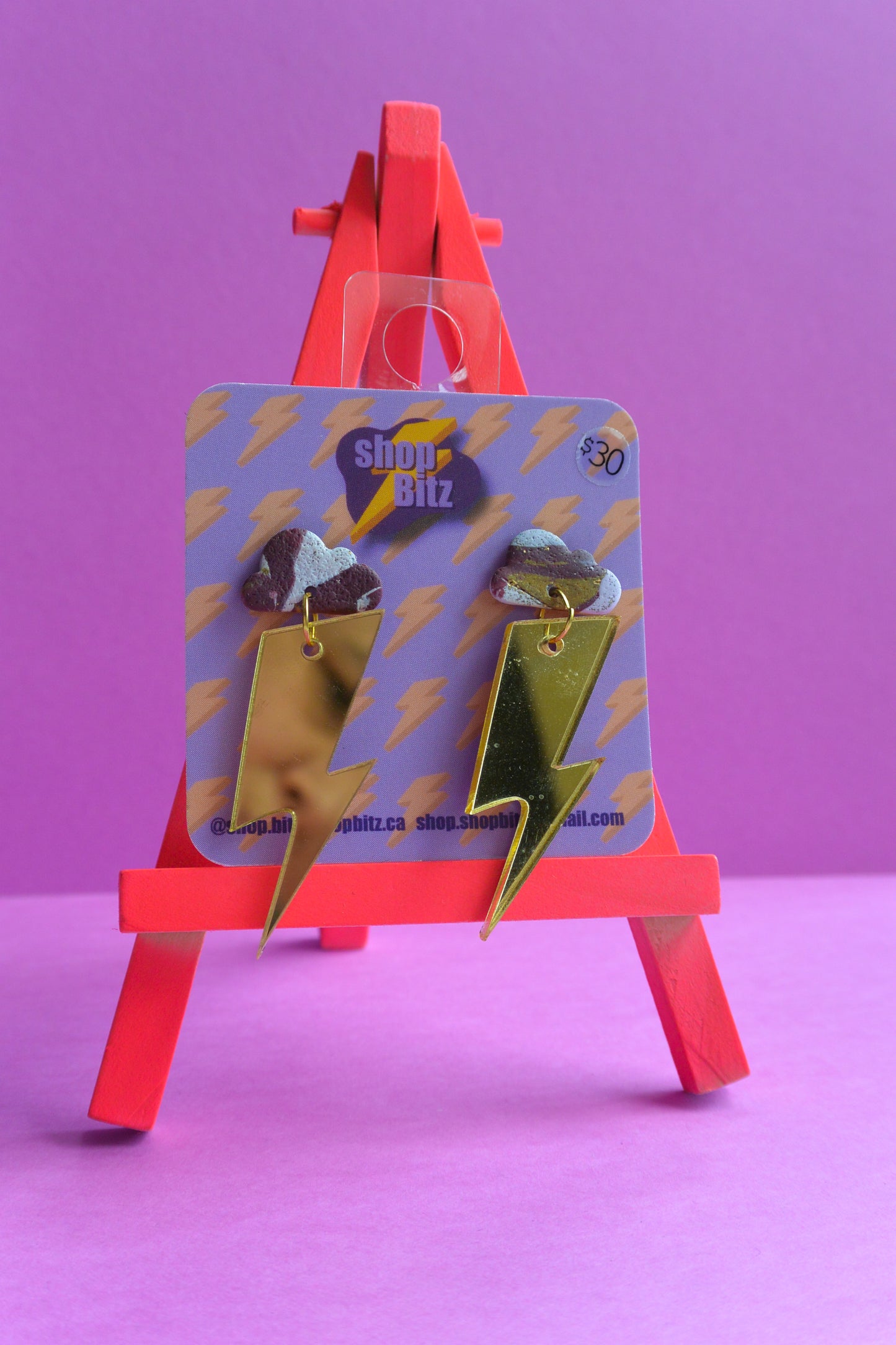 Cloud & Mirrored Gold Lightning Bolts