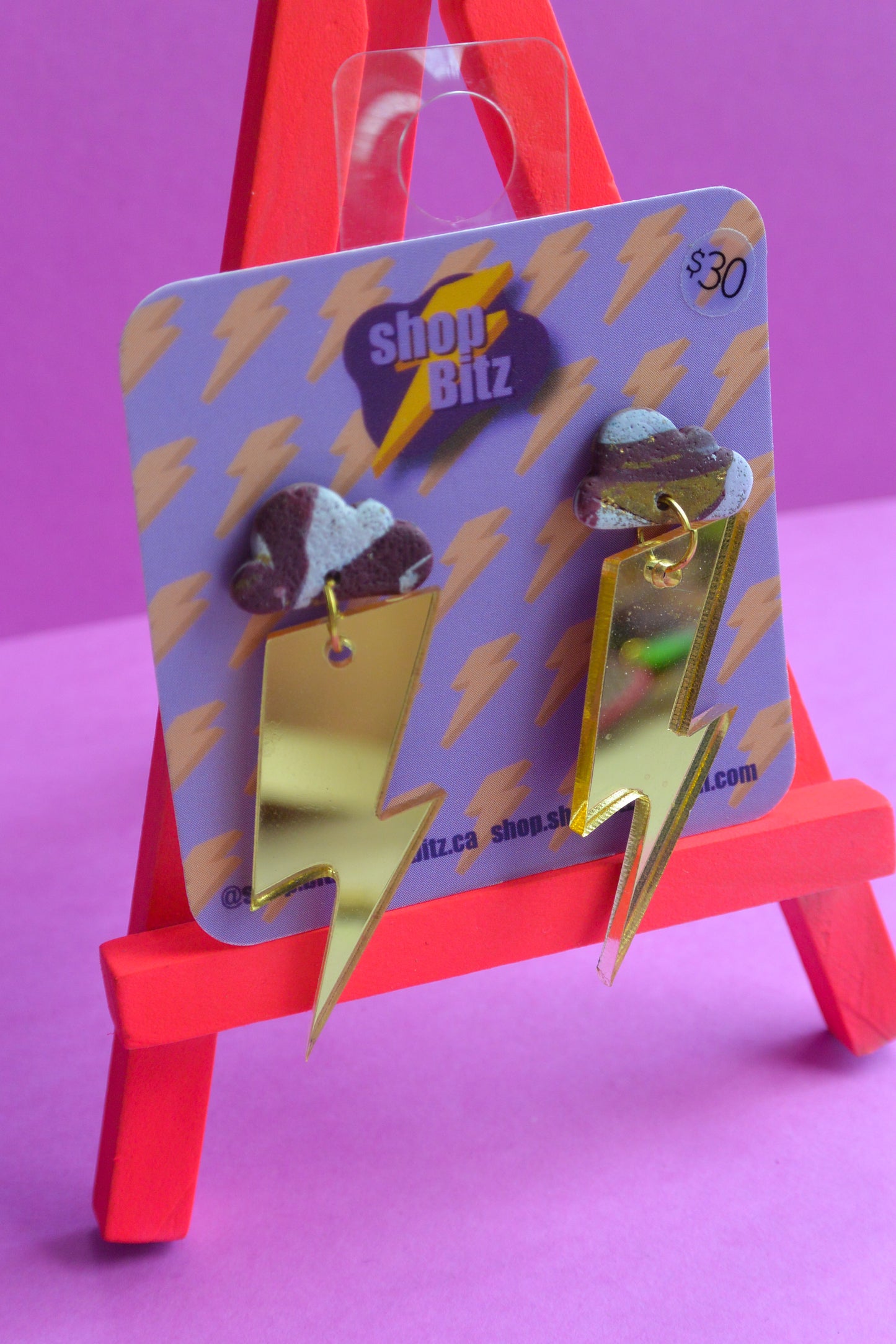 Cloud & Mirrored Gold Lightning Bolts