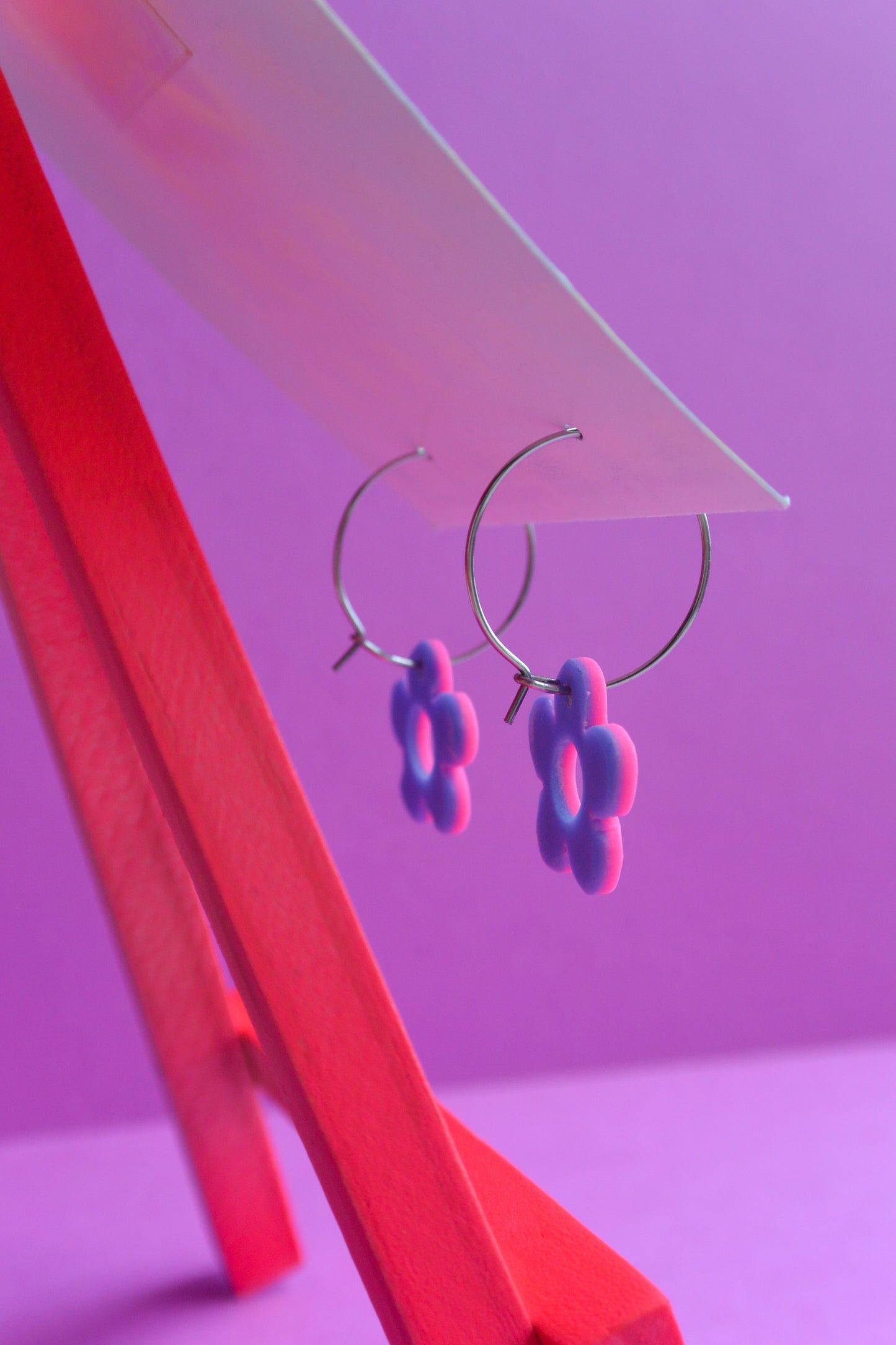 Pink Reversible Flower Hoops