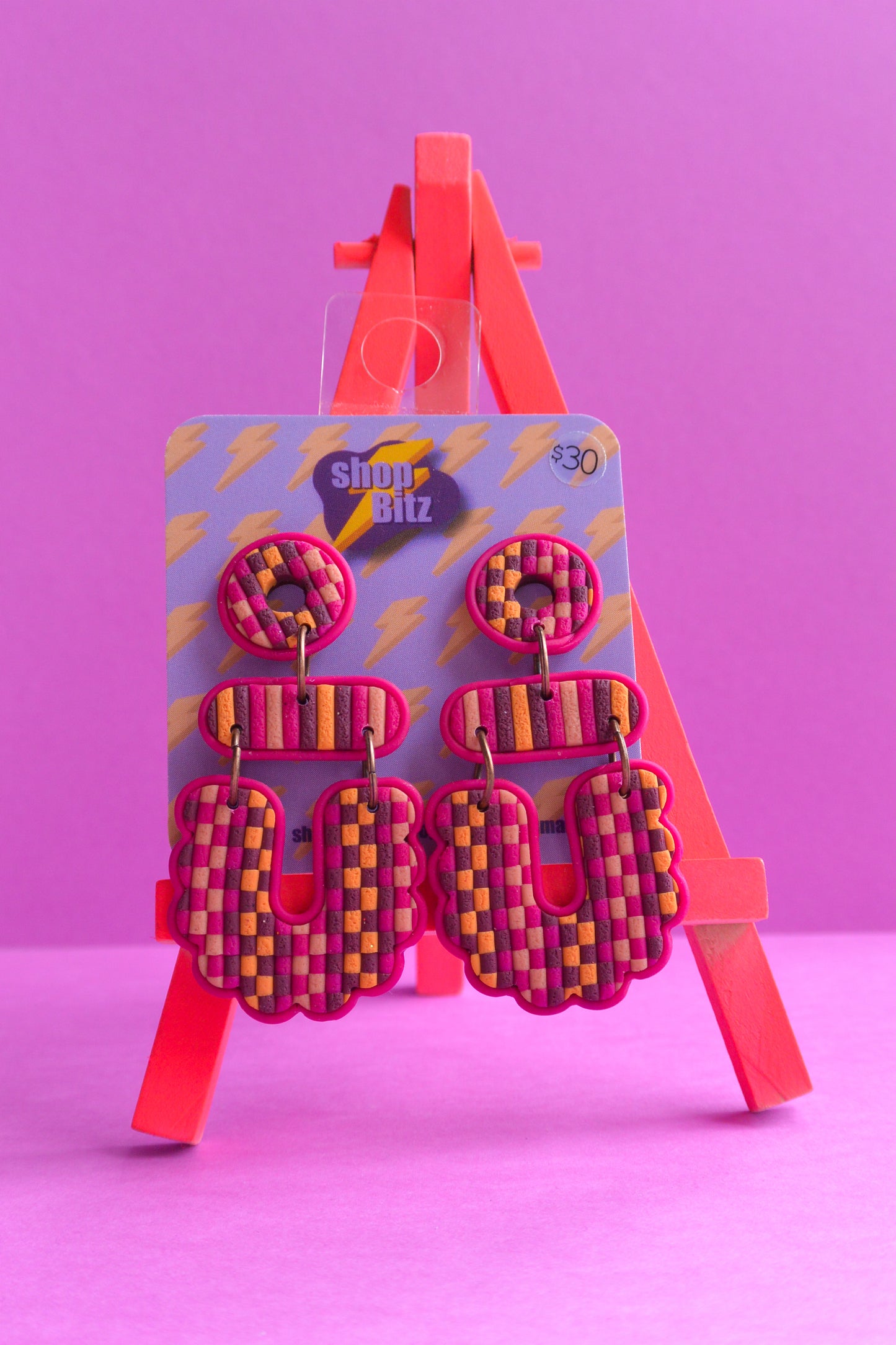 Pink and Blue Checkered Shapes