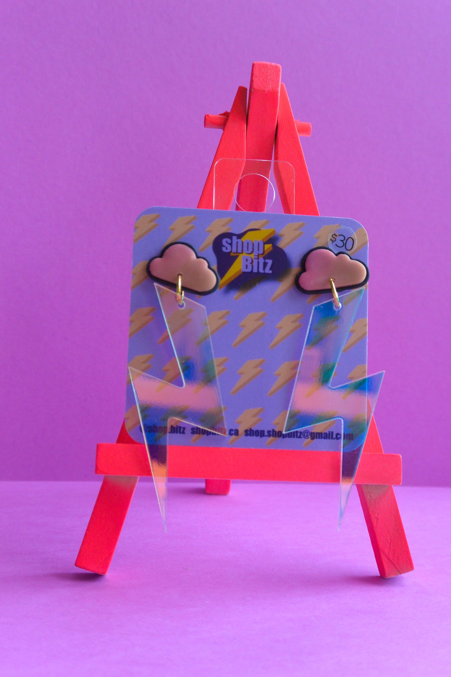 Holographic Outlined Lightning Bolts