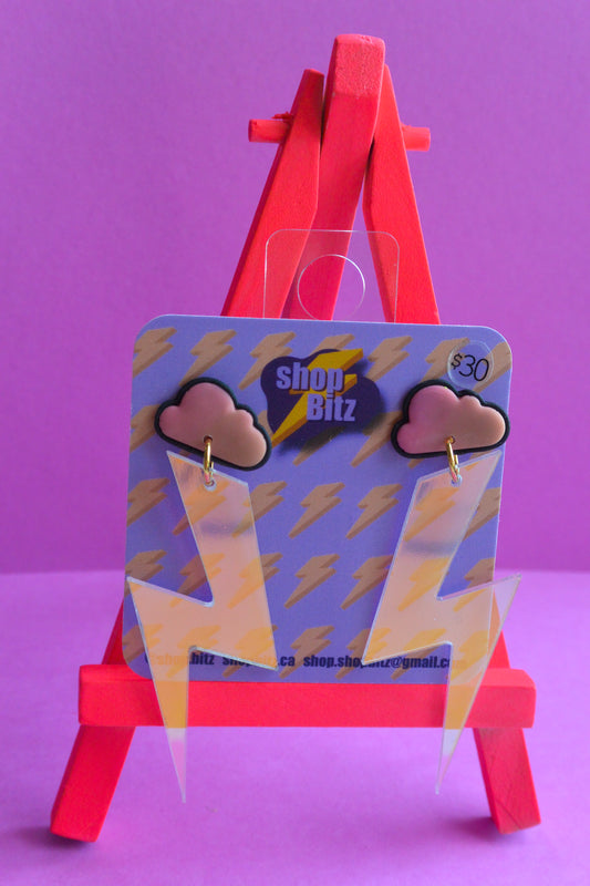 Holographic Outlined Lightning Bolts