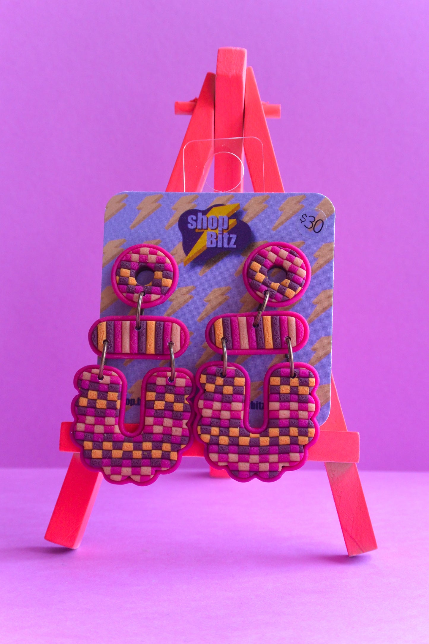 Pink and Blue Checkered Shapes