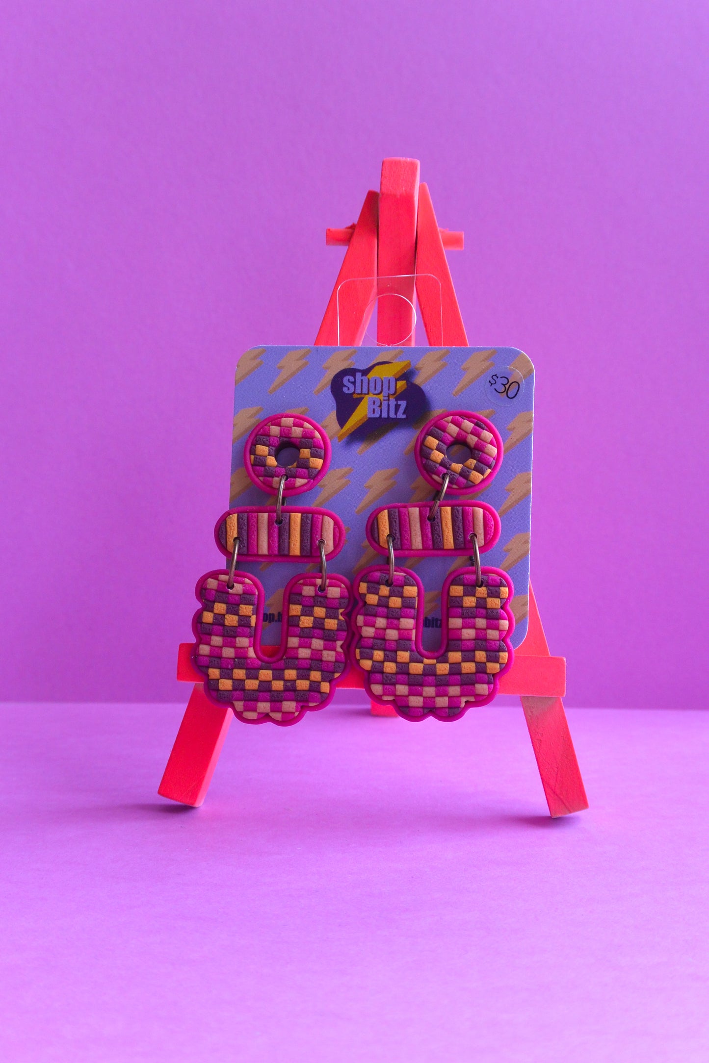 Pink and Blue Checkered Shapes