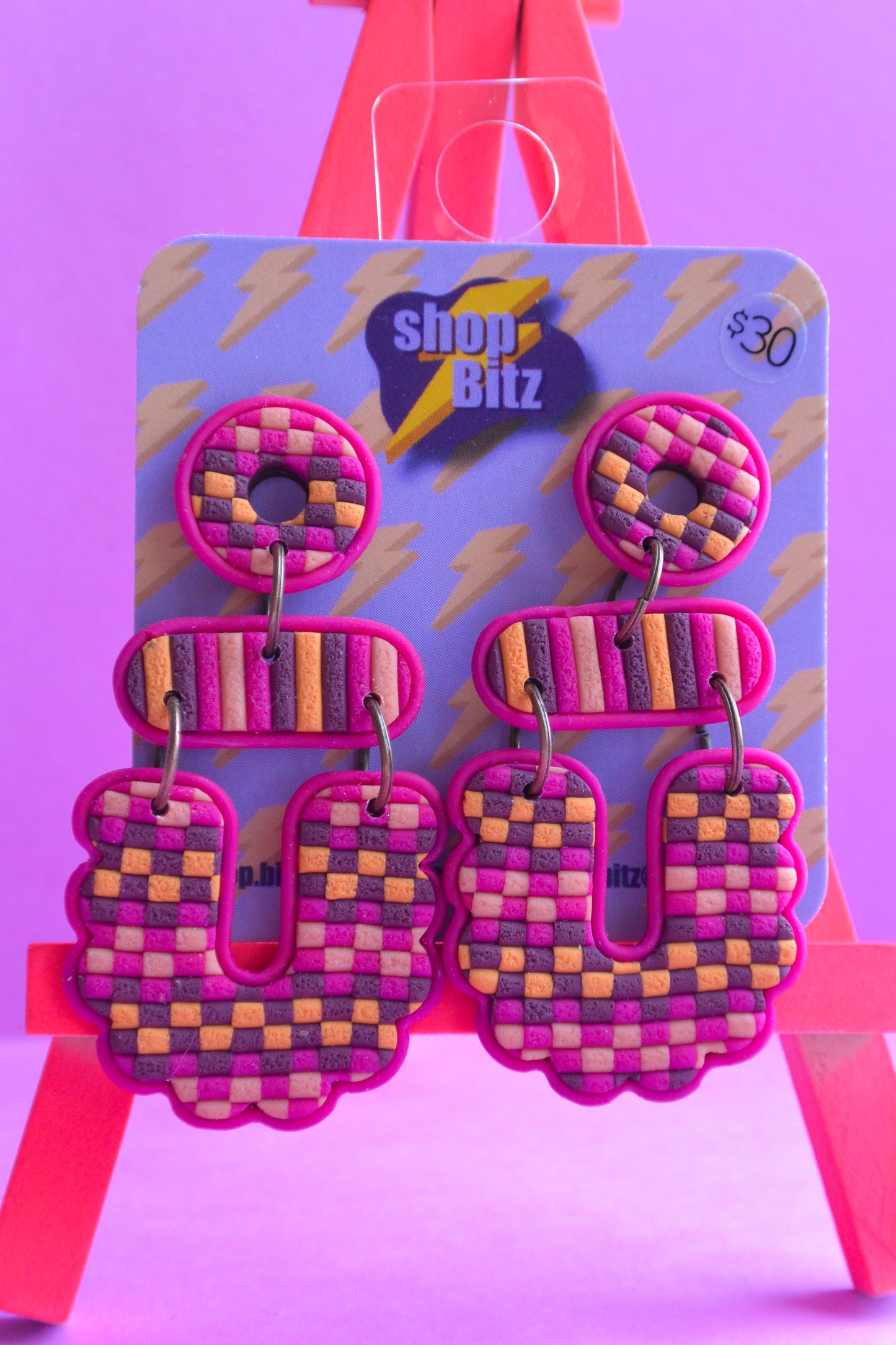 Pink and Blue Checkered Shapes