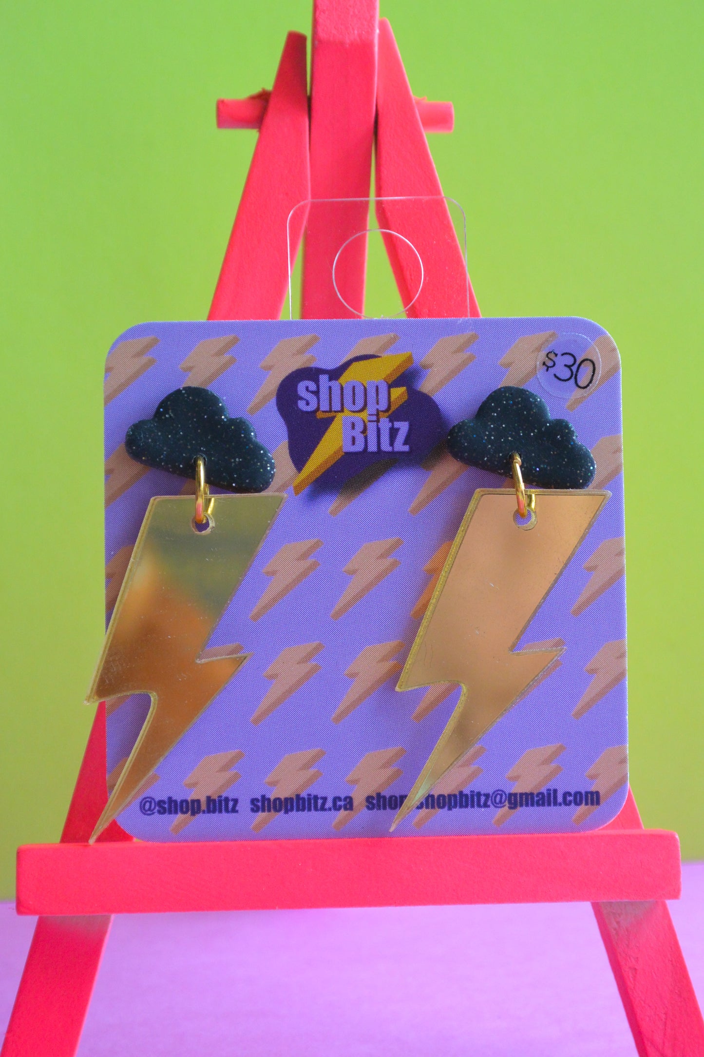 Mirrored Gold Lightning Bolts