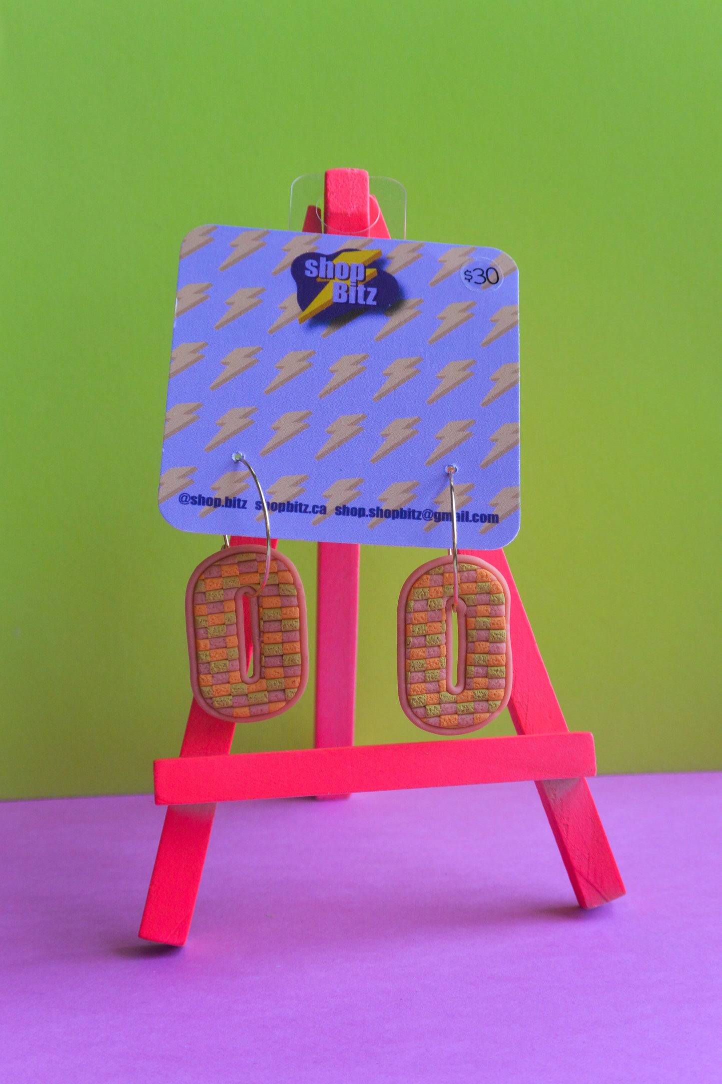 Checkered Oval Dangles