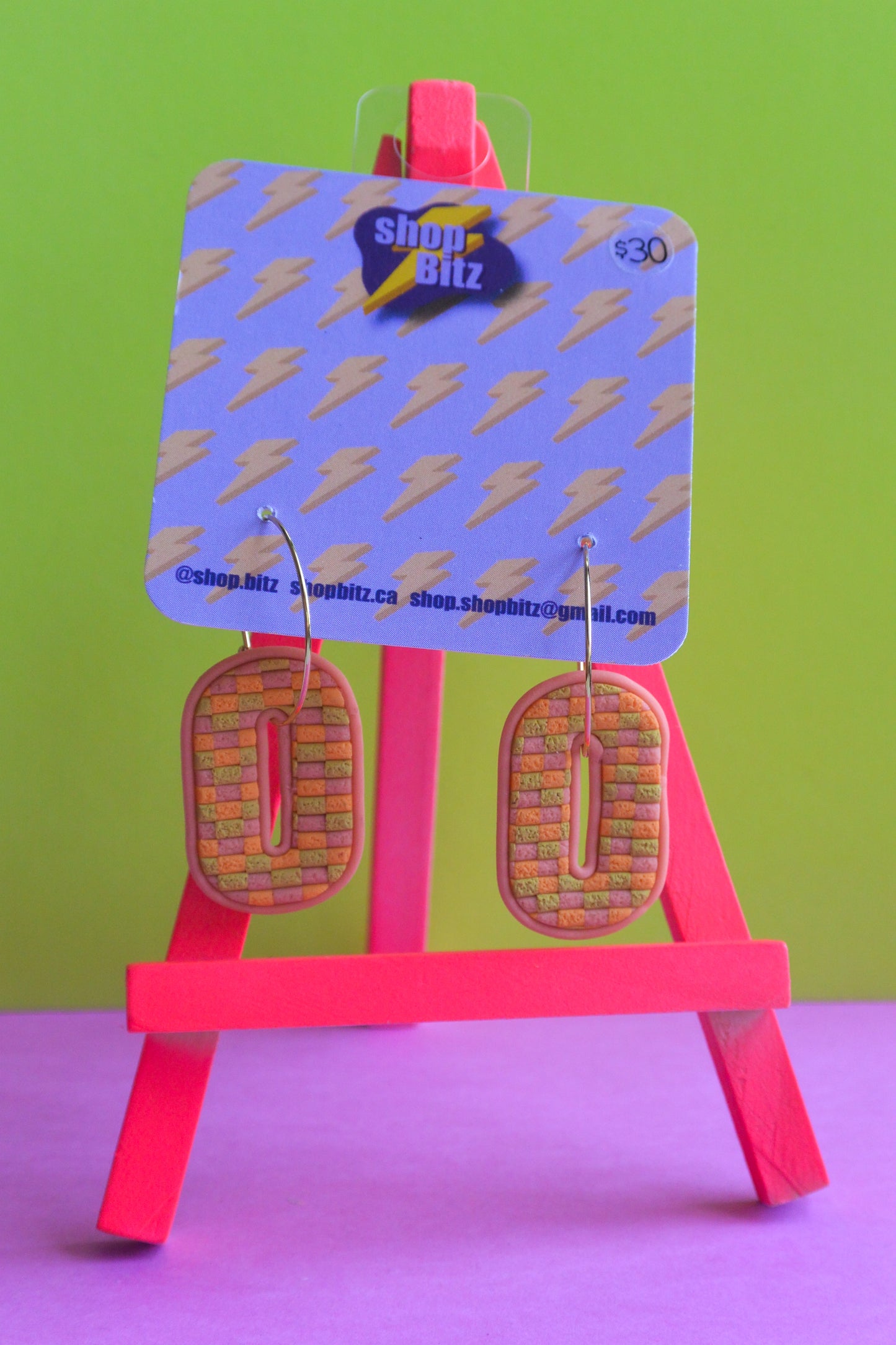 Checkered Oval Dangles