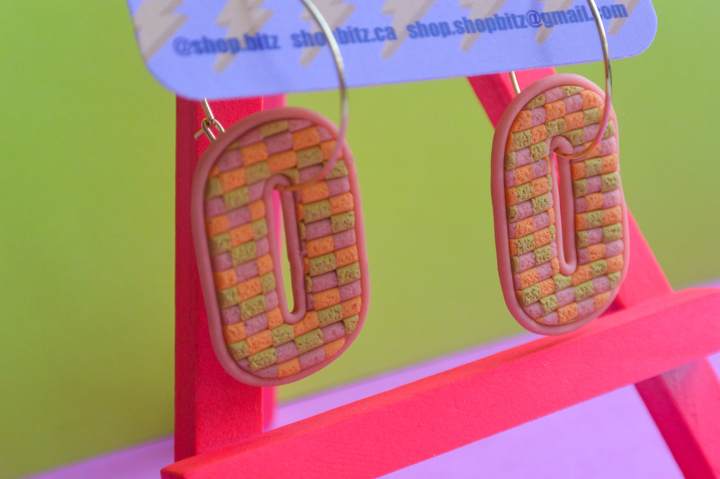 Checkered Oval Dangles