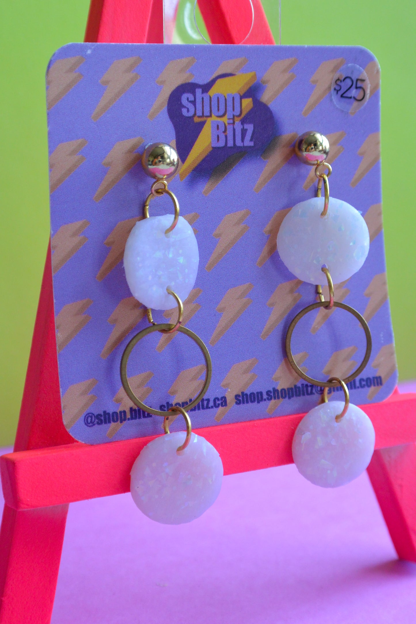 Cream Circle Dangles