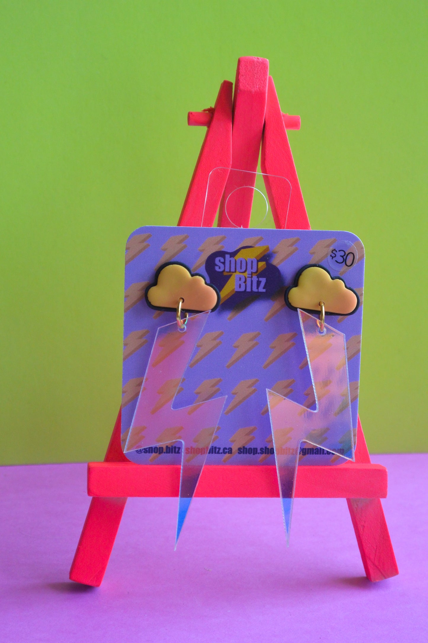 Holographic Outlined Lightning Bolts