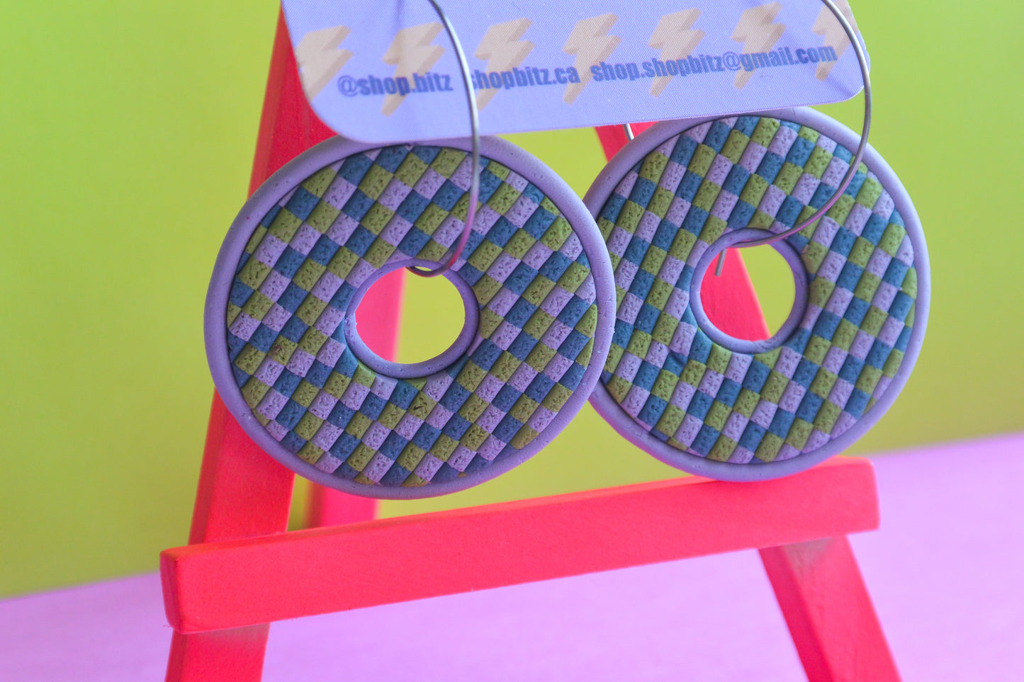 Checkered Circle Dangles