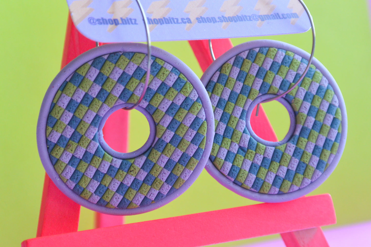 Checkered Circle Dangles