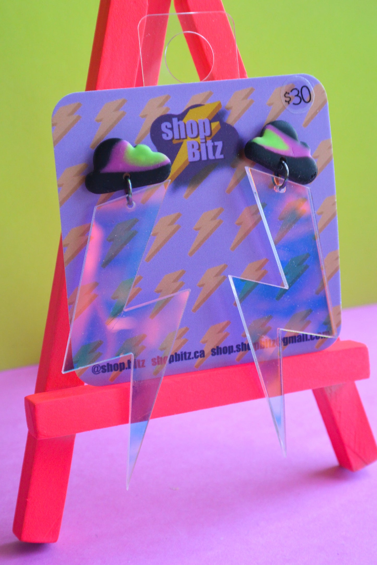 Holographic Lightning Bolts Neon