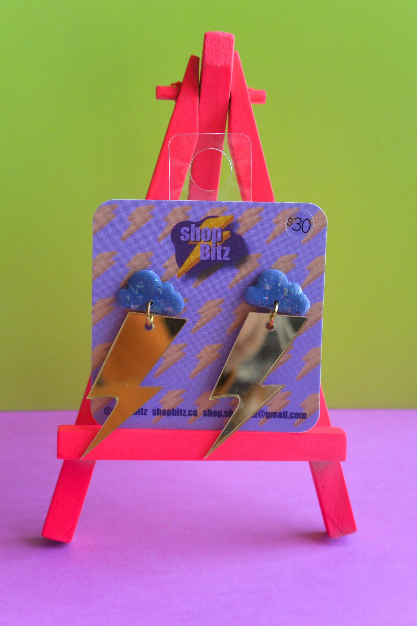 Grey Cloud Mirrored Gold Lightning