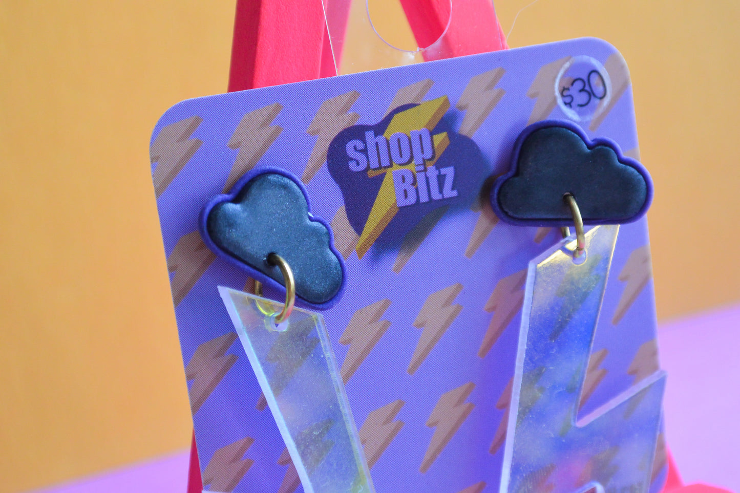 Holographic Outlined Lightning Bolts