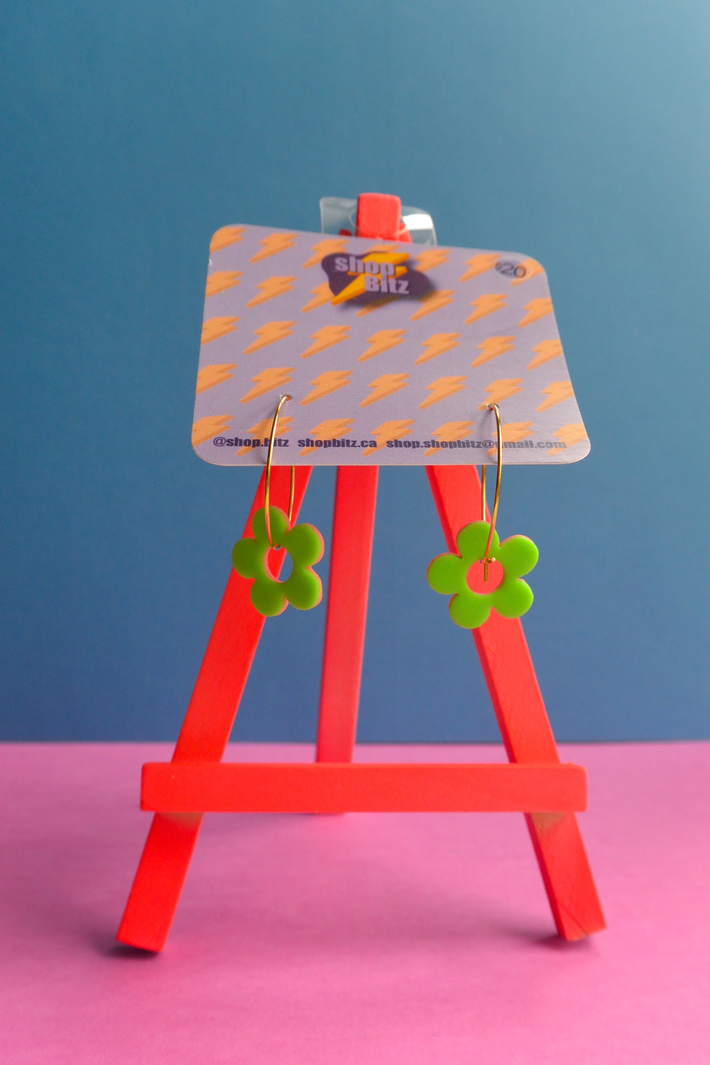 Pink Reversible Flower Hoops