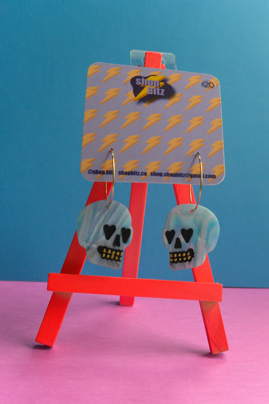 Translucent Blue Swirl Skulls