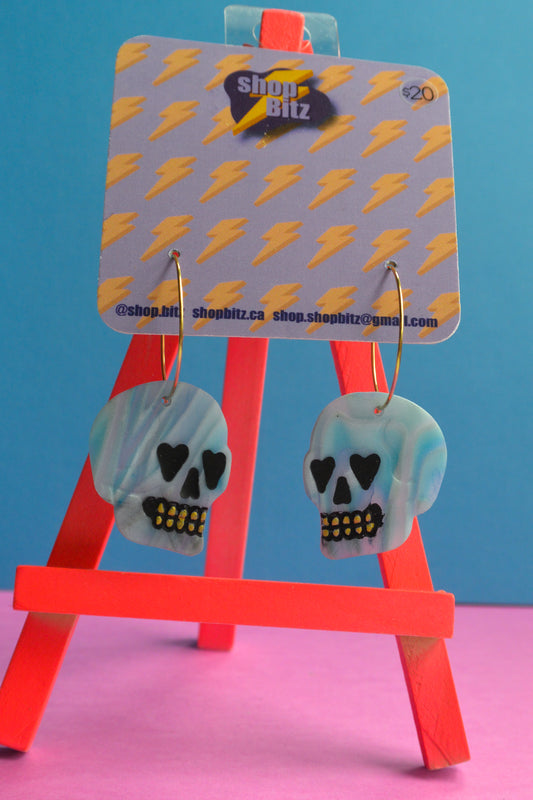 Translucent Blue Swirl Skulls