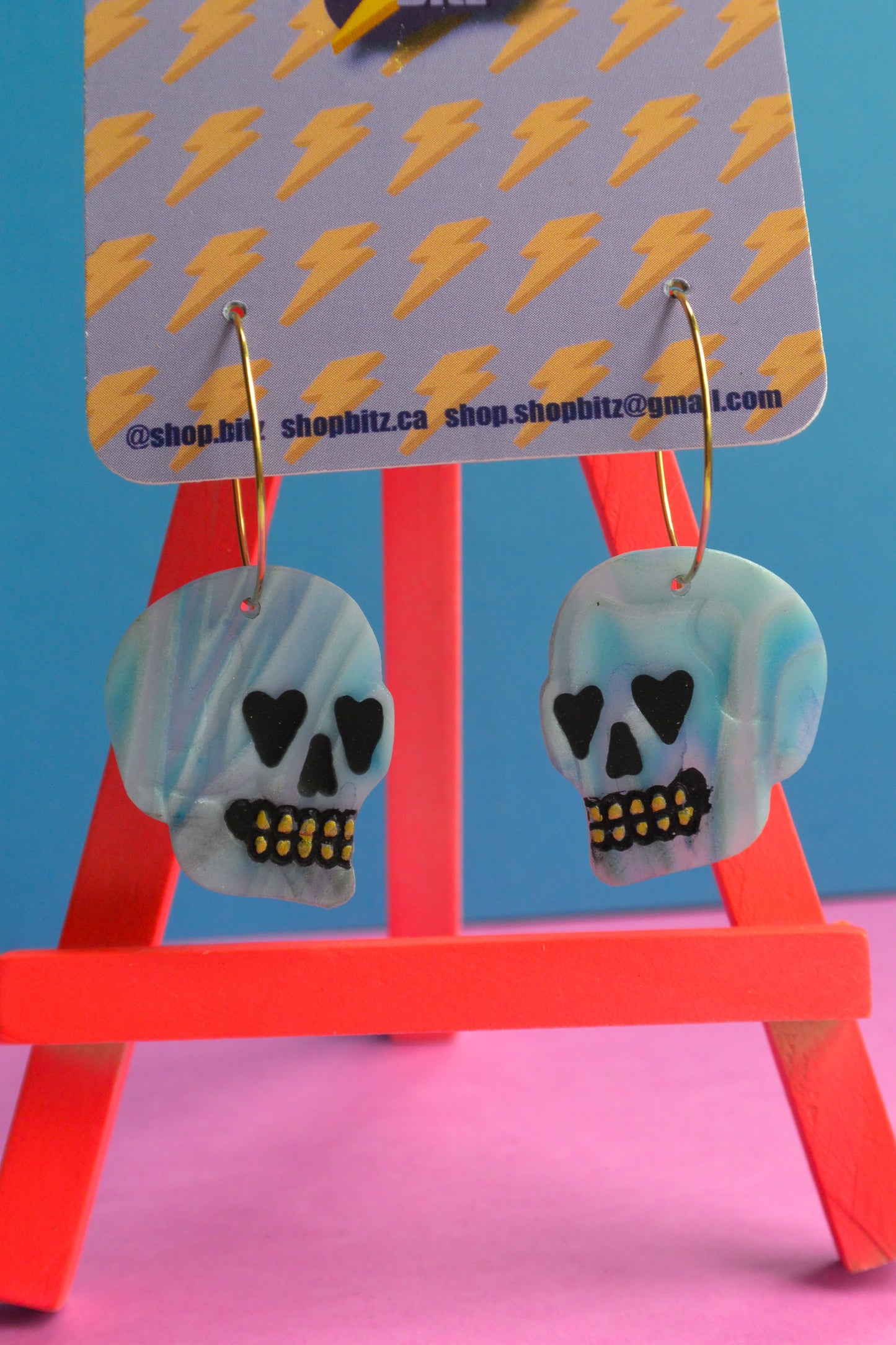 Translucent Blue Swirl Skulls