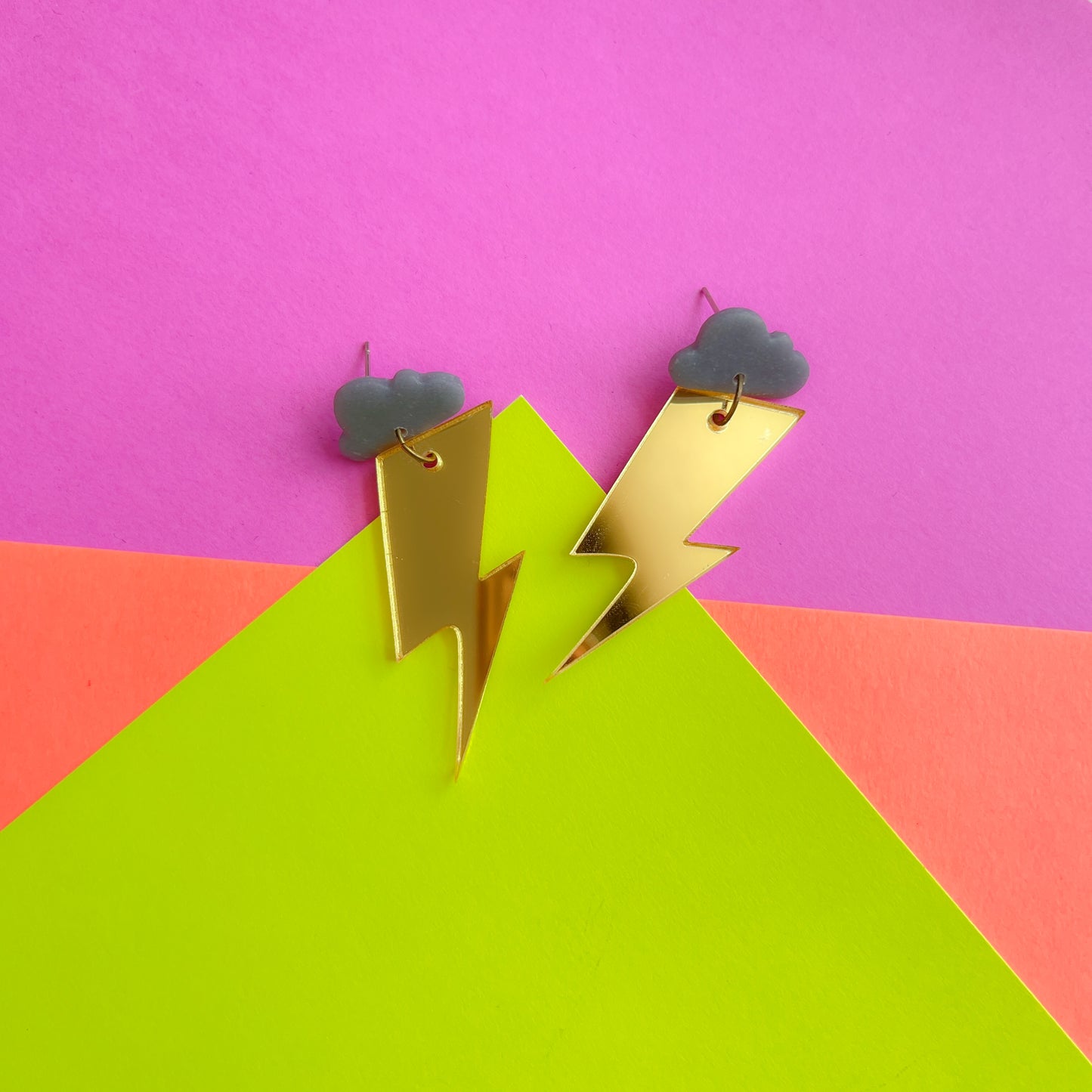 Grey Cloud Mirrored Gold Lightning