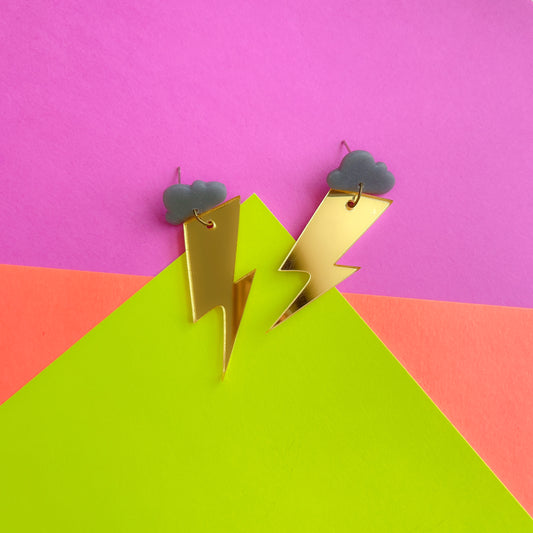 Grey Cloud Mirrored Gold Lightning