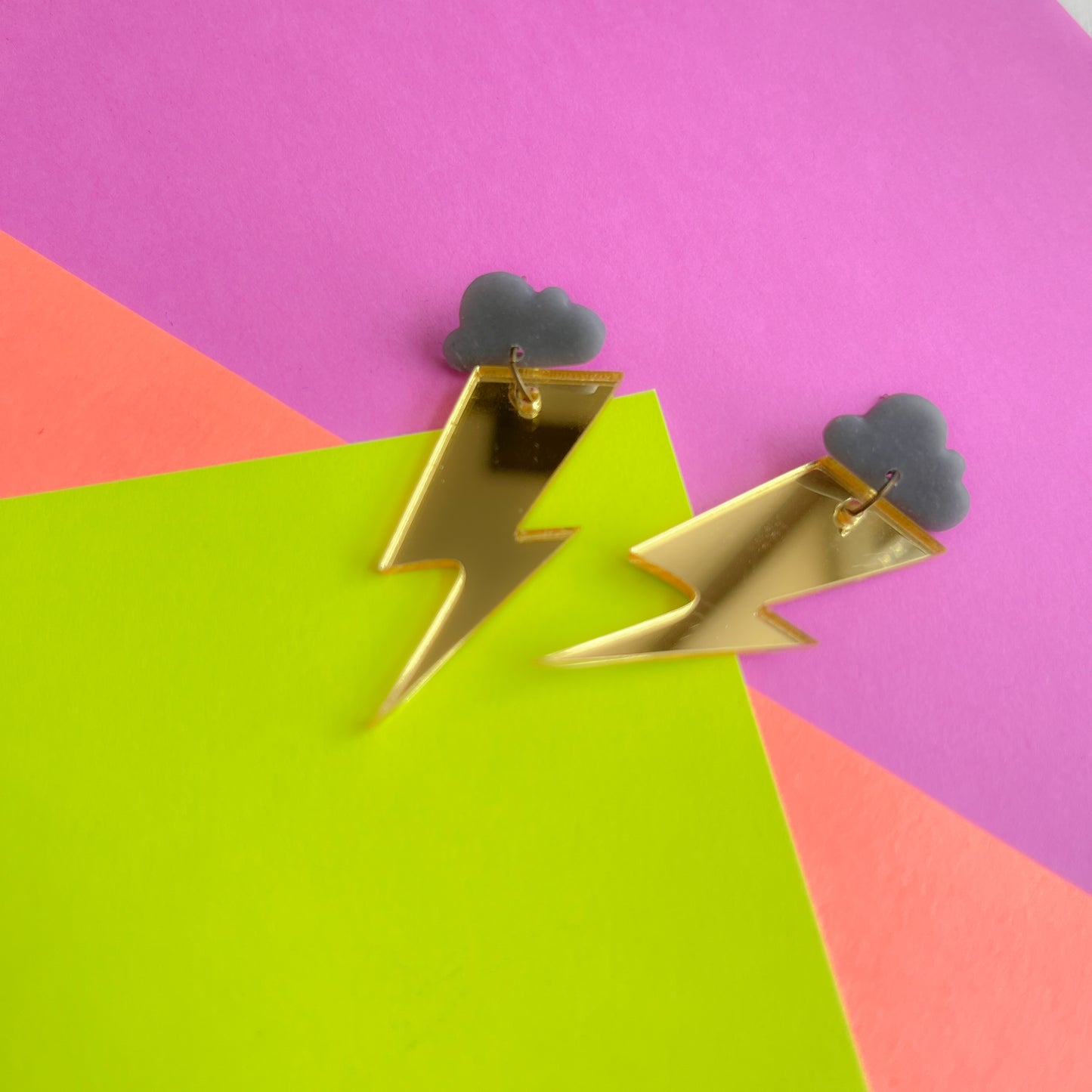 Grey Cloud Mirrored Gold Lightning