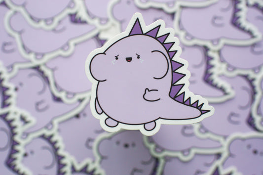 Crying Dino Vinyl Sticker