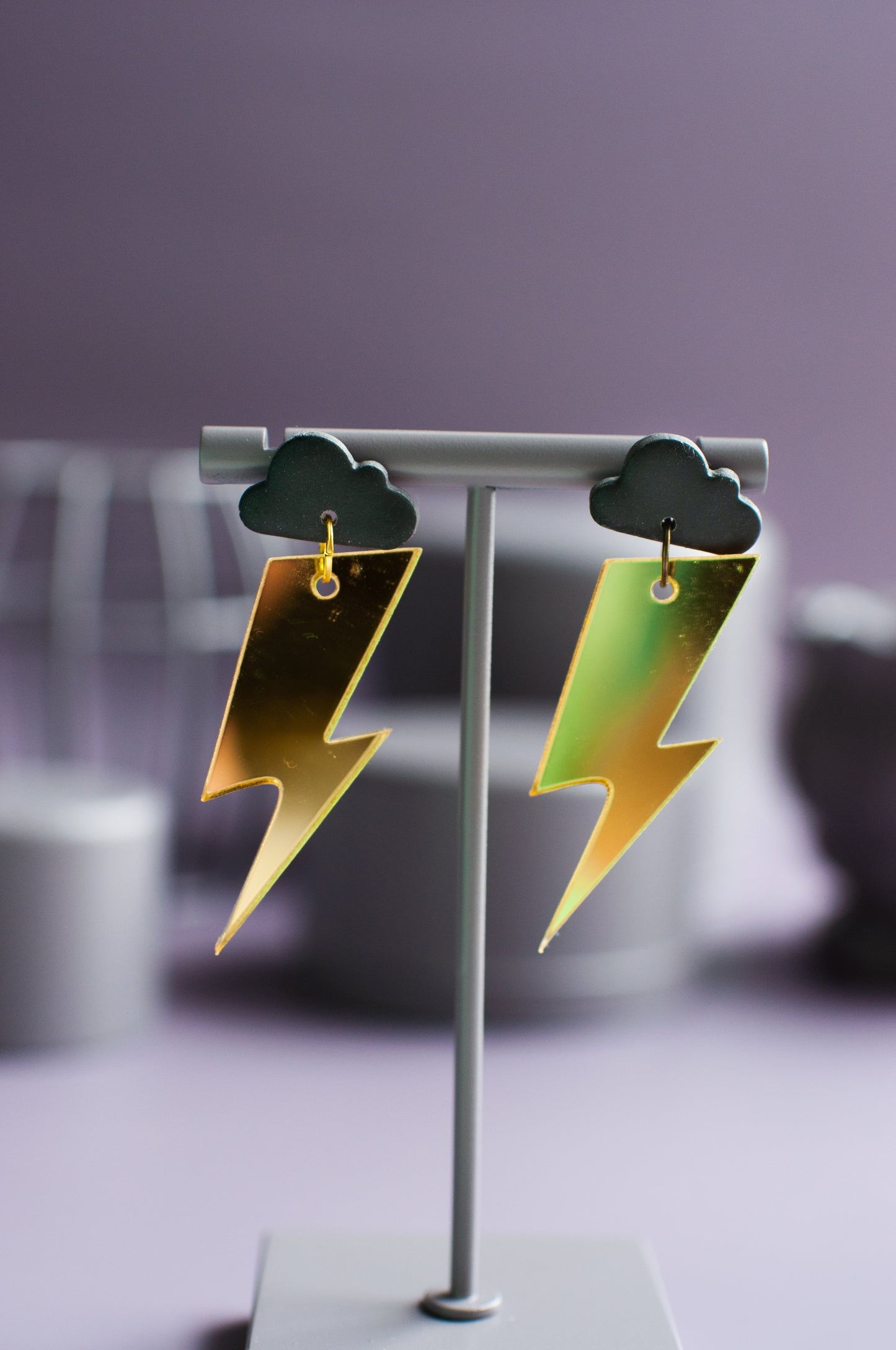 Mirrored Gold Lightning Bolts