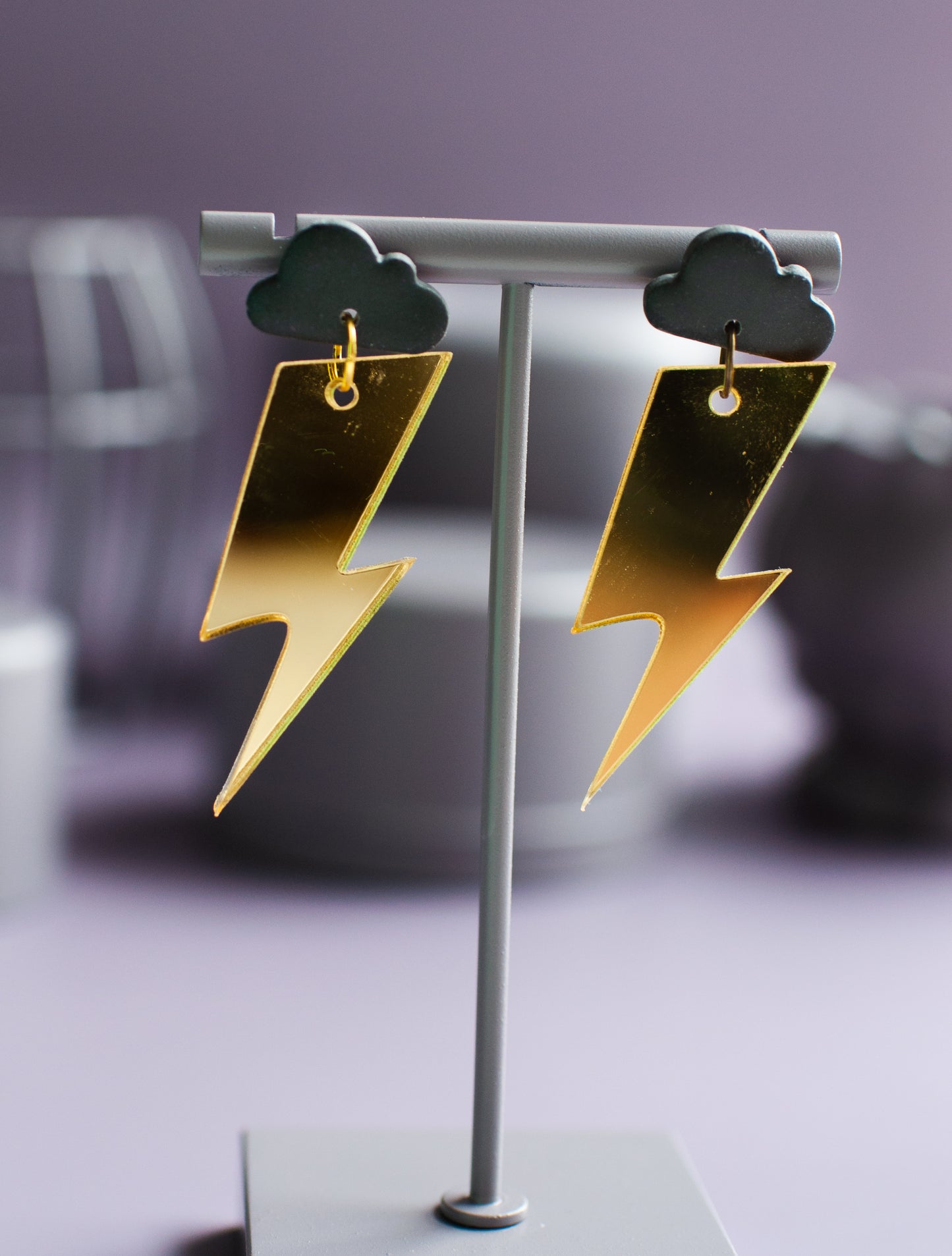 Mirrored Gold Lightning Bolts
