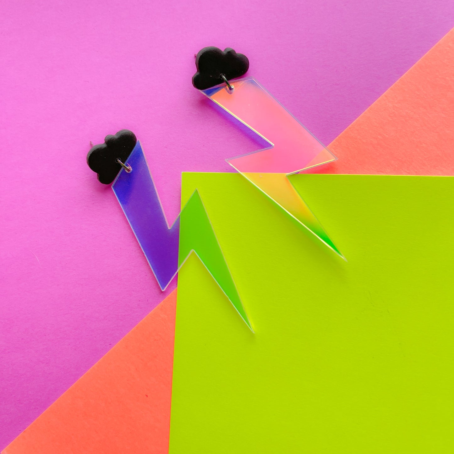 Holographic Lightning Bolts Storm Clouds