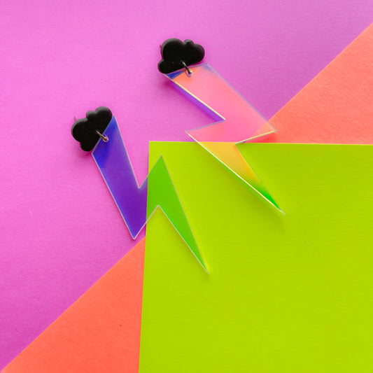 Holographic Lightning Bolts Storm Clouds