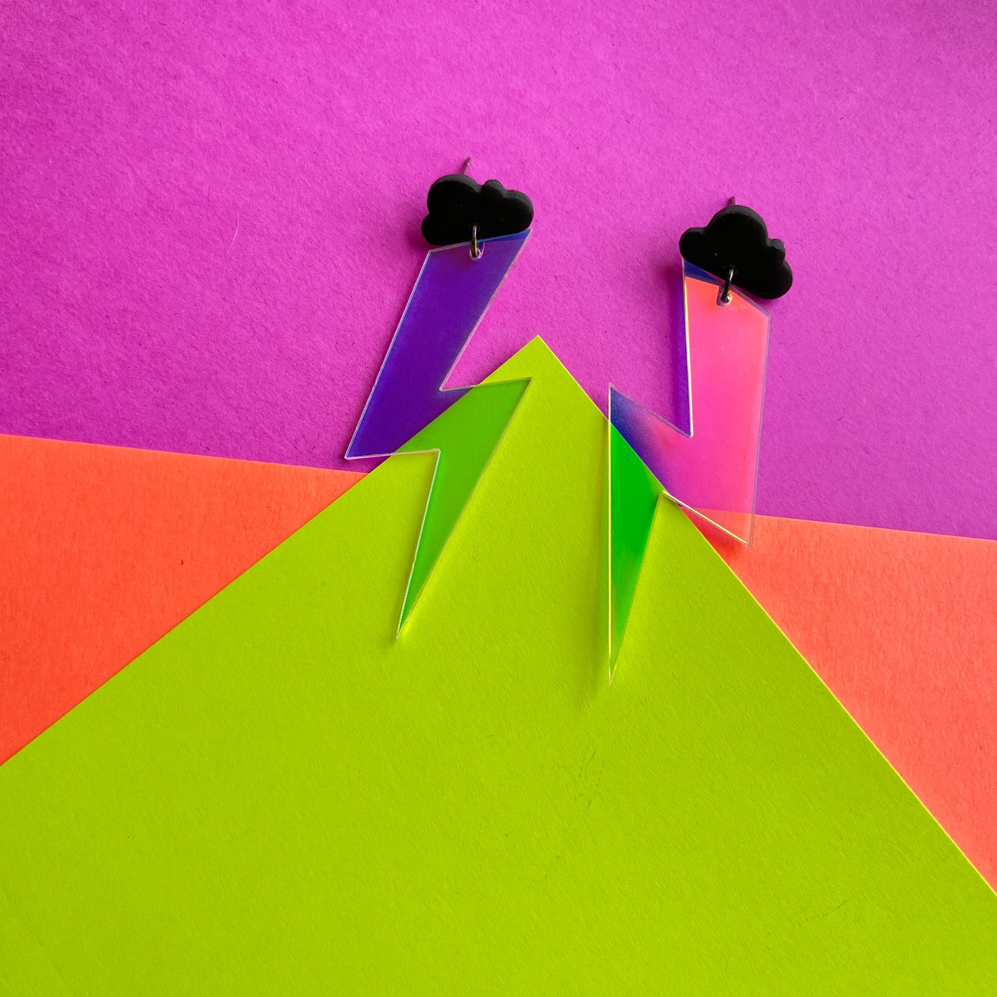 Holographic Lightning Bolts Storm Clouds