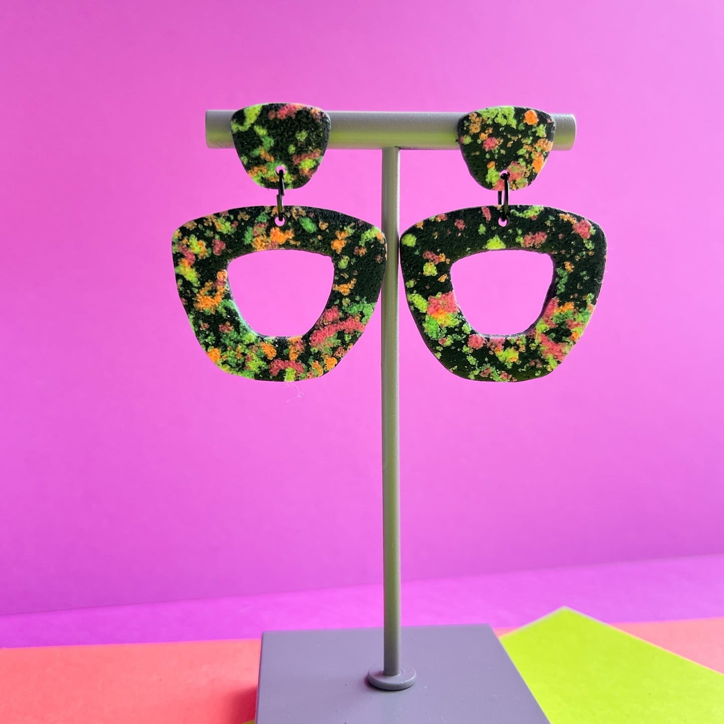 Neon Splatter Dangles