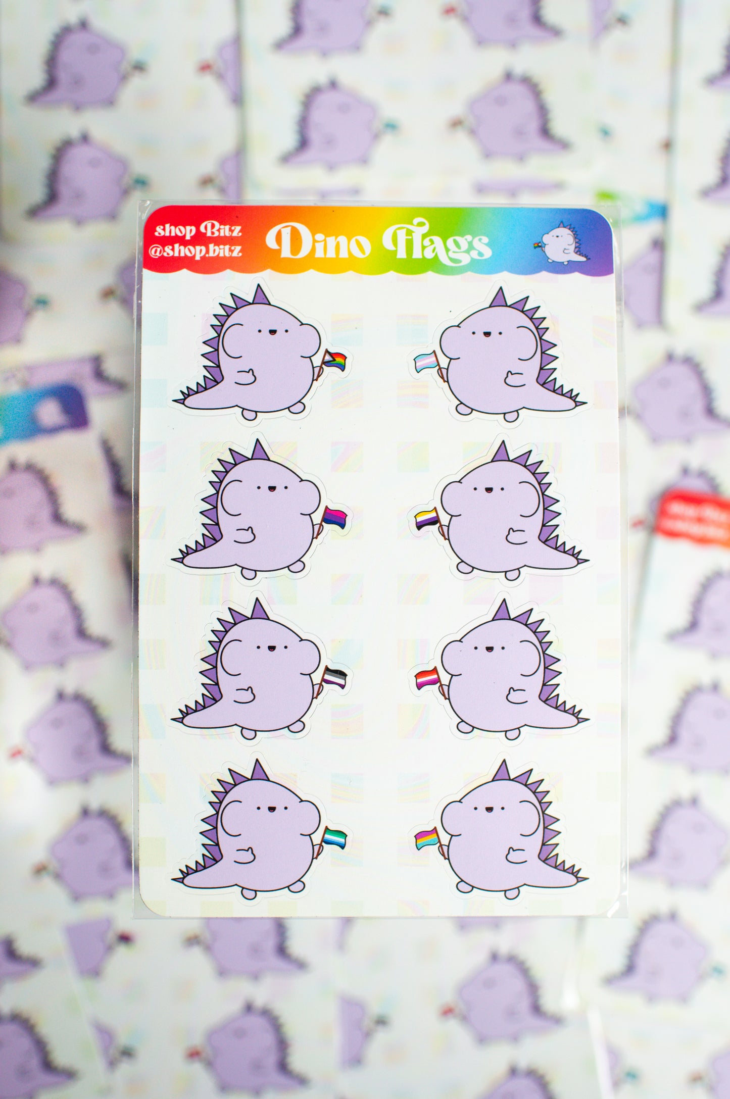 Dino Flags Sticker Sheet