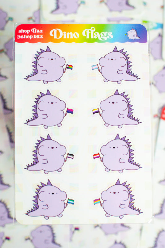 Dino Flags Sticker Sheet