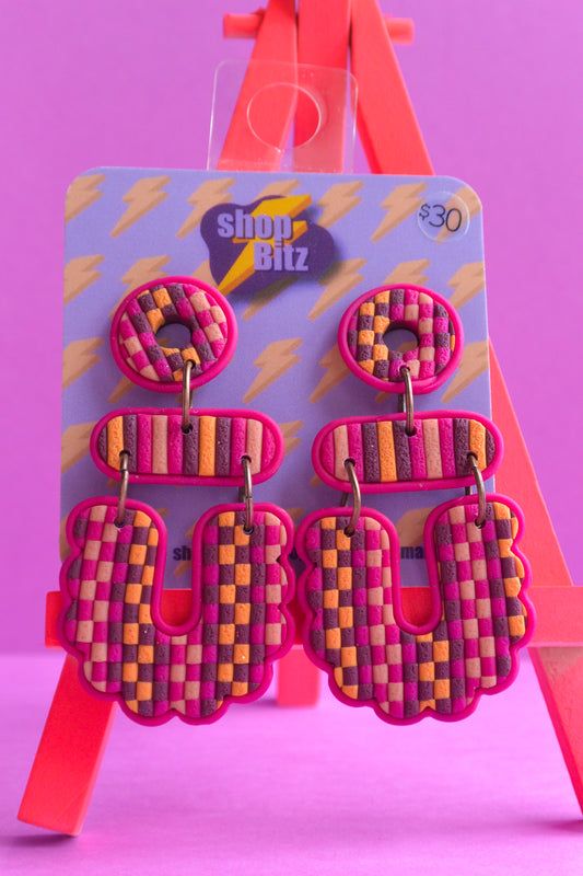 Pink  and Blue Checkered Shapes