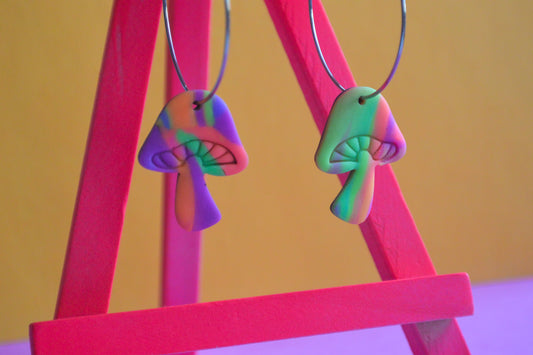 Neon Swirl Mushrooms