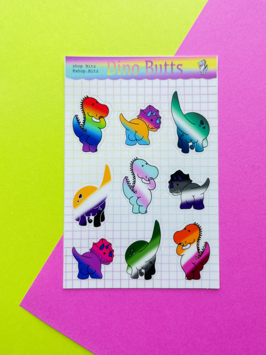 Dino Flag Butt Sticker Sheet